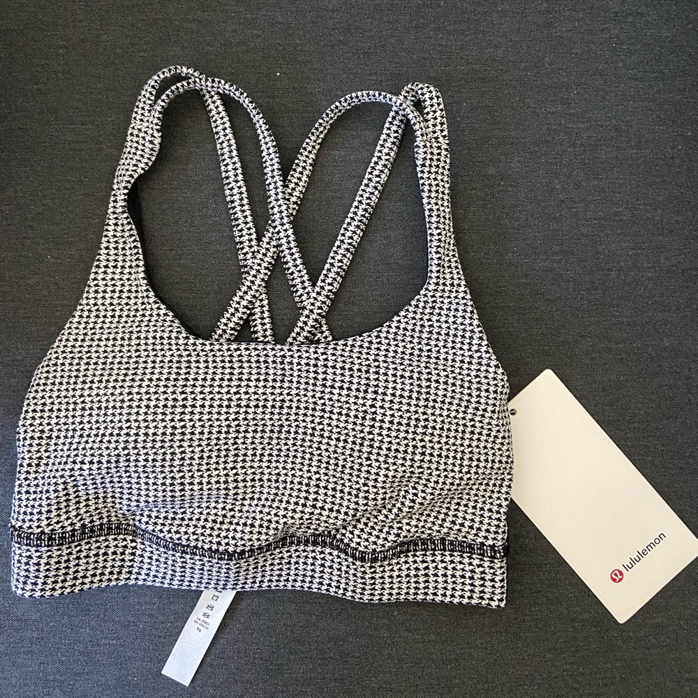 Lululemon energy bra black white houndstooth size 2 NEW NWT